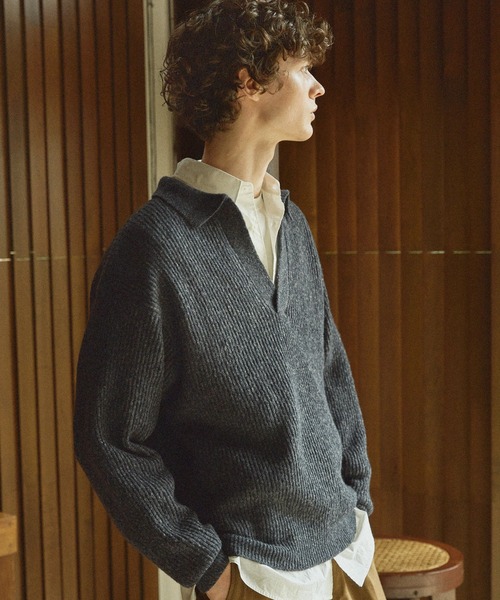 Bleme（ブレム）の「ミックススキッパーニット（ニット/セーター・メンズ・ベージュ/グレー/マスタード/ブラック・XL/S/L/M）」の7枚目の写真