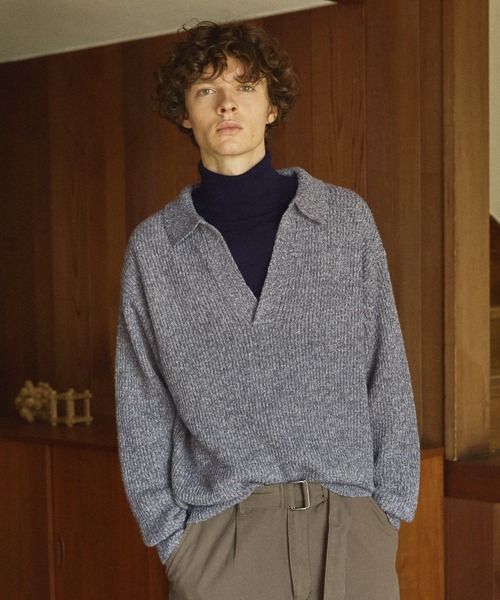 Bleme（ブレム）の「ミックススキッパーニット（ニット/セーター・メンズ・ベージュ/グレー/マスタード/ブラック・XL/S/L/M）」の14枚目の写真