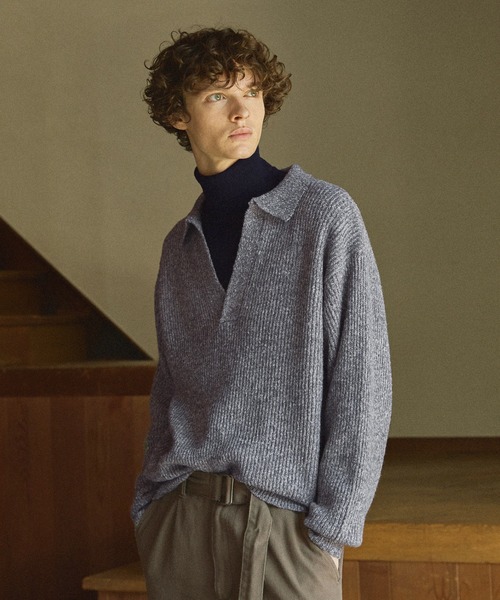 Bleme（ブレム）の「ミックススキッパーニット（ニット/セーター・メンズ・ベージュ/グレー/マスタード/ブラック・XL/S/L/M）」の15枚目の写真