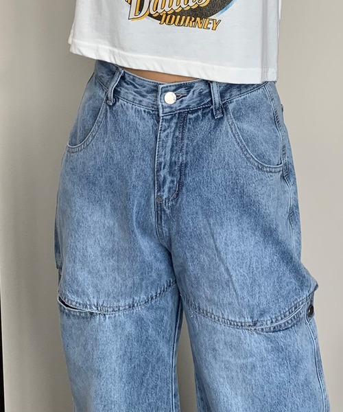 non-hedge（ノンヘッジ）の「サイドカットボタンワイドデニムパンツ（デニムパンツ・レディース・オフホワイト/ブルー/ブラック・M/S）」の9枚目の写真