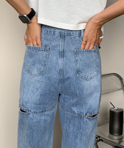 non-hedge（ノンヘッジ）の「サイドカットボタンワイドデニムパンツ（デニムパンツ・レディース・オフホワイト/ブルー/ブラック・M/S）」の10枚目の写真