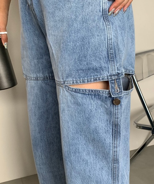 non-hedge（ノンヘッジ）の「サイドカットボタンワイドデニムパンツ（デニムパンツ・レディース・オフホワイト/ブルー/ブラック・M/S）」の12枚目の写真