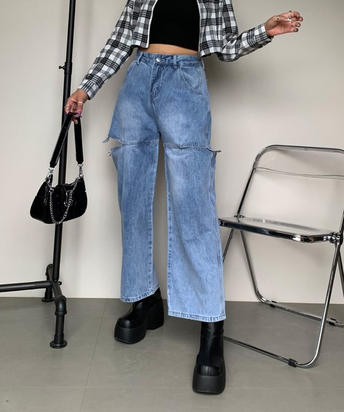 non-hedge（ノンヘッジ）の「サイドカットボタンワイドデニムパンツ（デニムパンツ・レディース・オフホワイト/ブルー/ブラック・M/S）」の17枚目の写真