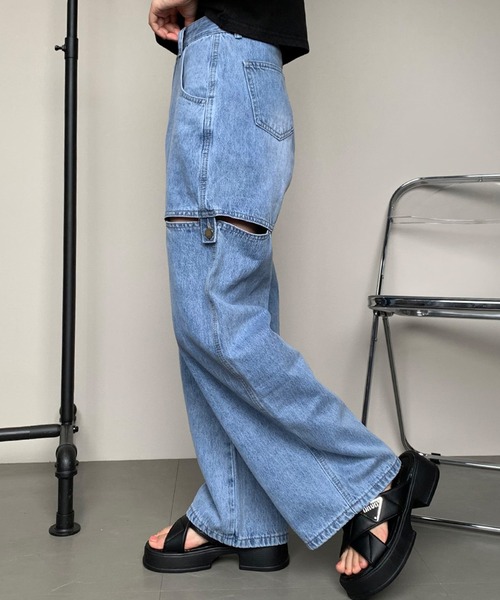 non-hedge（ノンヘッジ）の「サイドカットボタンワイドデニムパンツ（デニムパンツ・レディース・オフホワイト/ブルー/ブラック・M/S）」の20枚目の写真