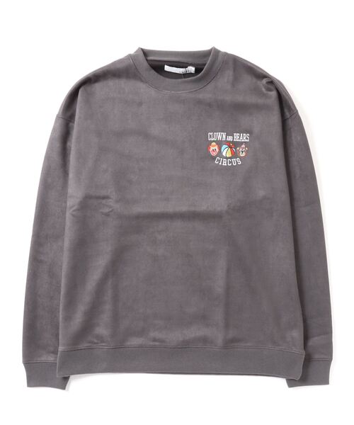 UNIIT(ユニット)の「【UNIIT/ユニット】フェイクスエード ワンポイント刺繍 クルーネック スウェット トレーナー(スウェット・メンズ・アイボリー/チャコールグレー/ブラウン・MEDIUM/LARGE)」の2枚目の写真