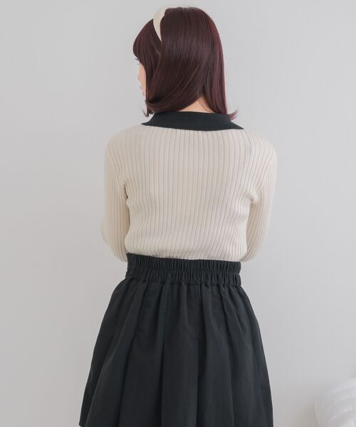 ems excite（エムズエキサイト）の「襟付きリブNTPO（ニット/セーター・レディース・チャコールグレー/ブルー/ナチュラル・FREE）」の11枚目の写真