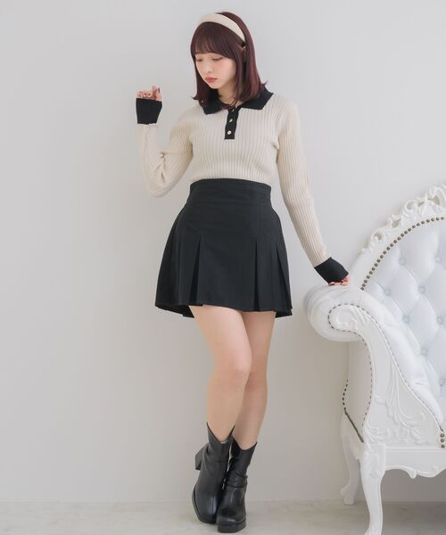 ems excite（エムズエキサイト）の「襟付きリブNTPO（ニット/セーター・レディース・チャコールグレー/ブルー/ナチュラル・FREE）」の12枚目の写真