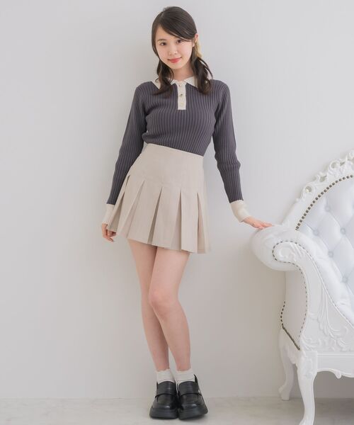 ems excite（エムズエキサイト）の「襟付きリブNTPO（ニット/セーター・レディース・チャコールグレー/ブルー/ナチュラル・FREE）」の20枚目の写真