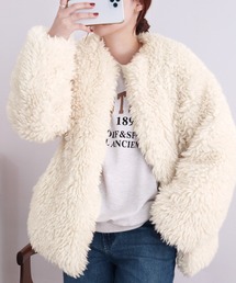 reca | シープファーノーカラーミドルコート(ノーカラーコート)