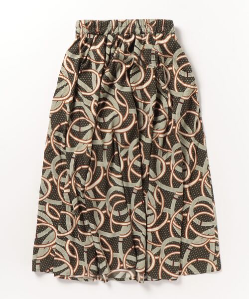 sandy（サンディー）の「sandy/プリントタック＆ギャザースカート（スカート・レディース・カーキ/ブラック・FREE）」の2枚目の写真