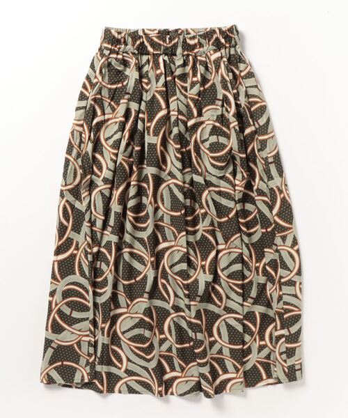 sandy（サンディー）の「sandy/プリントタック＆ギャザースカート（スカート・レディース・カーキ/ブラック・FREE）」の3枚目の写真