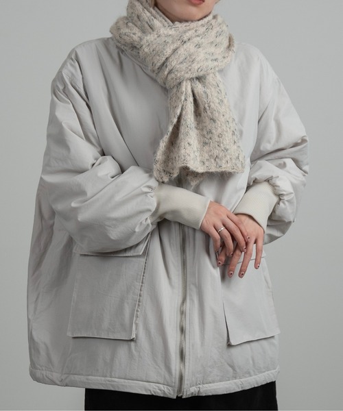 lawgy（ラウジー）の「blend fluffy compact muffler / ブレンドフラッフィーコンパクトマフラー（マフラー・レディース・アイボリー/ブラウン・FREE）」の4枚目の写真