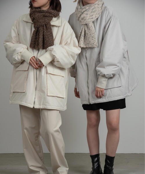 lawgy（ラウジー）の「blend fluffy compact muffler / ブレンドフラッフィーコンパクトマフラー（マフラー・レディース・アイボリー/ブラウン・FREE）」の8枚目の写真