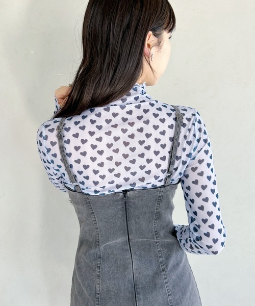 √nuage(ルートニュアージュ)の「ハートメローフリルシアートップス(Tシャツ/カットソー・レディース・ホワイト/パープル・FREE)」の10枚目の写真