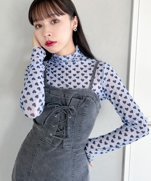 √nuage(ルートニュアージュ)の「ハートメローフリルシアートップス(Tシャツ/カットソー・レディース・ホワイト/パープル・FREE)」の7枚目の写真