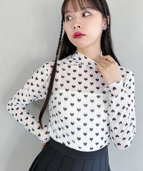 √nuage(ルートニュアージュ)の「ハートメローフリルシアートップス(Tシャツ/カットソー・レディース・ホワイト/パープル・FREE)」の11枚目の写真