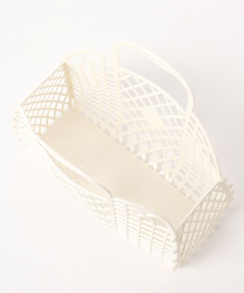 こども ビームス（コドモビームス）の「Sun Jellies / レトロ バスケット S（かごバッグ・キッズ・クリーム/グリーン・ONE SIZE）」の4枚目の写真