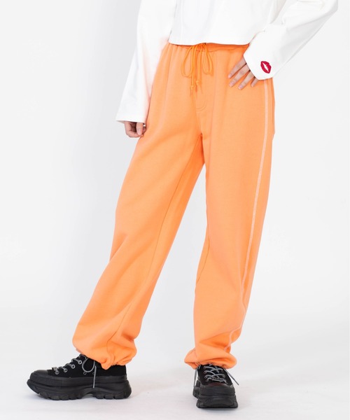 X-girl(エックスガール)の「SWEAT PANTS(スウェットパンツ・レディース・オレンジ/チャコール/ベージュ・S/M)」の3枚目の写真