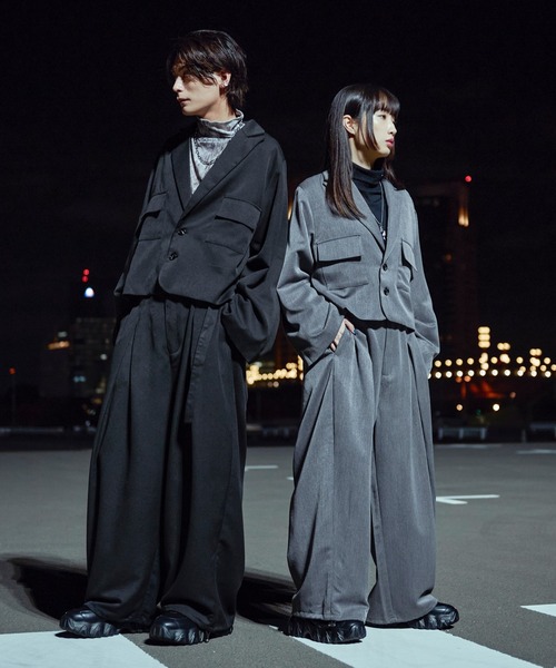 Ellno Loset（エルノロゼット）の「ベルト付き2wayタックパンツ/セットアップ対応（スラックス・メンズ・ブラック/チャコールグレー・SMALL/X-SMALL/LARGE/MEDIUM）」の6枚目の写真