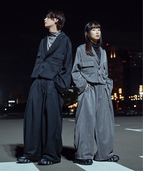 Ellno Loset（エルノロゼット）の「ベルト付き2wayタックパンツ/セットアップ対応（スラックス・メンズ・ブラック/チャコールグレー・SMALL/X-SMALL/LARGE/MEDIUM）」の7枚目の写真