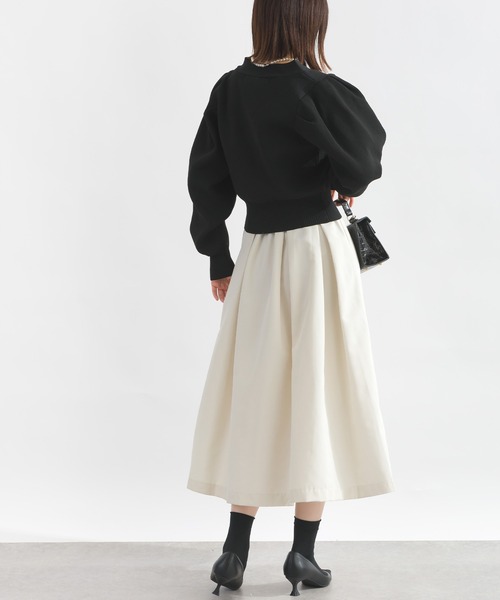 PICCIN PERLA（ピッチンペルラ）の「ハートボタンタックスリーブカーディガン（カーディガン/ボレロ・レディース・オフホワイト/ブラック/ピンク・M）」の17枚目の写真