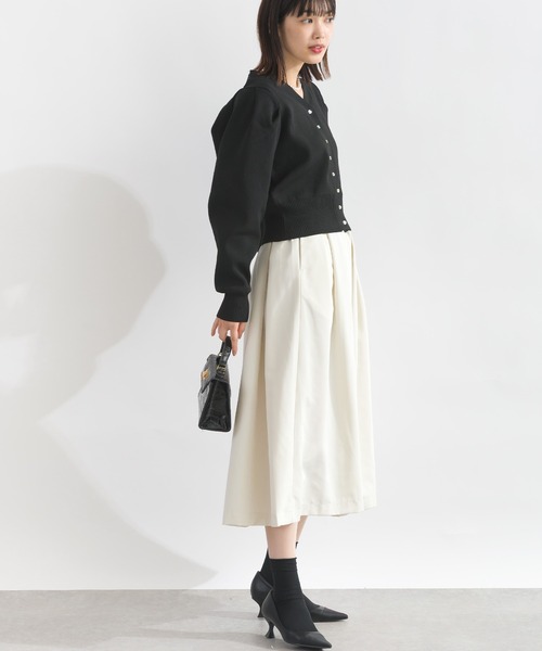 PICCIN PERLA（ピッチンペルラ）の「ハートボタンタックスリーブカーディガン（カーディガン/ボレロ・レディース・オフホワイト/ブラック/ピンク・M）」の16枚目の写真