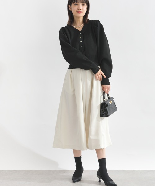 PICCIN PERLA（ピッチンペルラ）の「ハートボタンタックスリーブカーディガン（カーディガン/ボレロ・レディース・オフホワイト/ブラック/ピンク・M）」の15枚目の写真