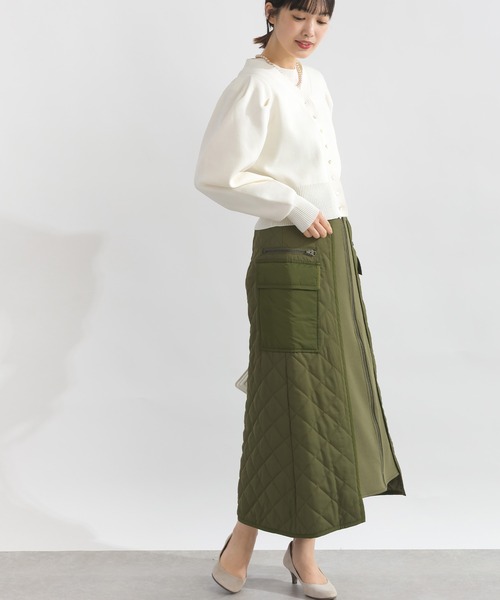 PICCIN PERLA（ピッチンペルラ）の「ハートボタンタックスリーブカーディガン（カーディガン/ボレロ・レディース・オフホワイト/ブラック/ピンク・M）」の9枚目の写真