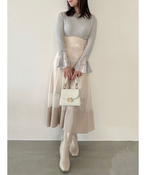 dazzlin（ダズリン）の「ヘムレースリブニットトップス（ニット/セーター・レディース・ブラック/オフホワイト/ベージュ/グレー/ピンク・FREE）」の20枚目の写真