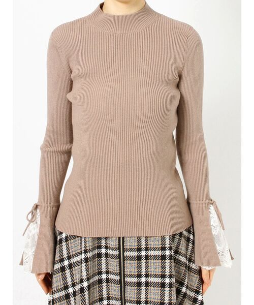 dazzlin（ダズリン）の「ヘムレースリブニットトップス（ニット/セーター・レディース・ブラック/オフホワイト/ベージュ/グレー/ピンク・FREE）」の21枚目の写真