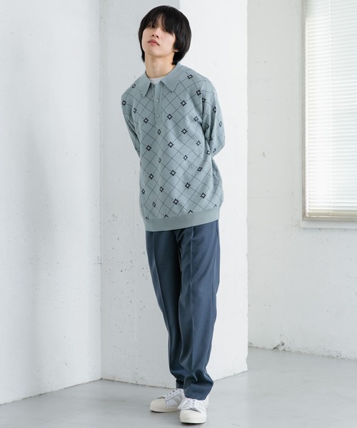 SENSE OF PLACE by URBAN RESEARCH(センスオブプレイスバイアーバンリサーチ)の「フラワージャガードニットポロ(ニット/セーター・メンズ・チャコールグレー/ライトブルー/ベージュ・LARGE/MEDIUM)」の20枚目の写真