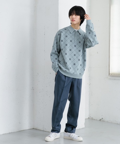 SENSE OF PLACE by URBAN RESEARCH(センスオブプレイスバイアーバンリサーチ)の「フラワージャガードニットポロ(ニット/セーター・メンズ・チャコールグレー/ライトブルー/ベージュ・LARGE/MEDIUM)」の21枚目の写真