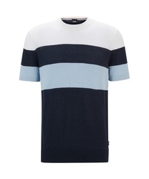 BOSS（ボス）の「アクセントティッピング レギュラーフィット リネンブレンド サマーセーター（Tシャツ/カットソー・メンズ）」