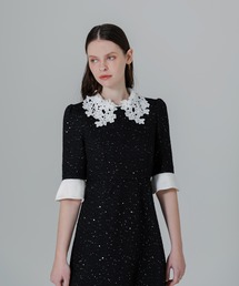 Leja（レジャ）の「【LEJA】花柄レースカラースパンコール刺繍Aラインフレアドレスワンピース美脚効果結婚式 パーティードレス 成人式 二次会 同窓会 お呼ばれ オケージョン 20代 30代（ドレス）」