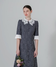 Leja（レジャ）の「【LEJA】花柄レースカラースパンコール刺繍Aラインフレアドレスワンピース美脚効果結婚式 パーティードレス 成人式 二次会 同窓会 お呼ばれ オケージョン 20代 30代（ドレス）」