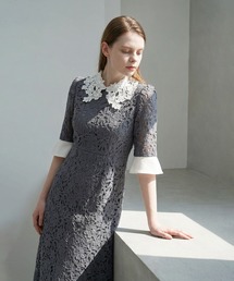 Leja（レジャ）の「【LEJA】花柄レースカラースパンコール刺繍Aラインフレアドレスワンピース美脚効果結婚式 パーティードレス 成人式 二次会 同窓会 お呼ばれ オケージョン 20代 30代（ドレス）」