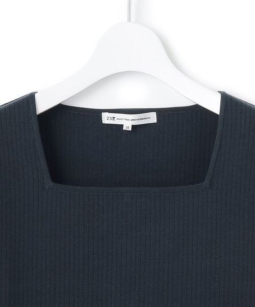 23区 S(ニジュウサンクチイサイサイズ)の「【洗える】コンパクトリブ スクエアネック カットソー(Tシャツ/カットソー・レディース・ネイビー系/ベージュ系/ホワイト系・32)」の12枚目の写真
