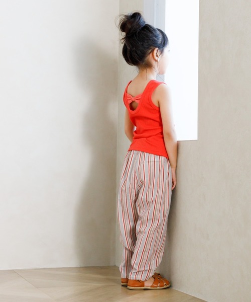 MAKE YOUR DAY（メイクユアデイ）の「後ろリボンリブタンクトップ■80～140cm（タンクトップ・キッズ・レッド/グリーン/オフホワイト・140/80/90/100/110/120/130）」の13枚目の写真