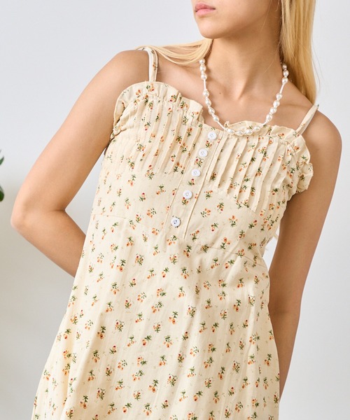Chick(チック)の「Frill Flower Camisole Dress / フリル花柄キャミワンピース(ワンピース・レディース・イエロー・S/M)」の6枚目の写真