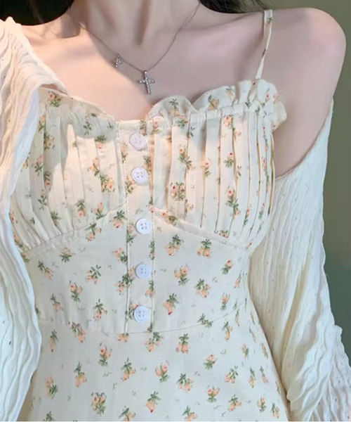Chick(チック)の「Frill Flower Camisole Dress / フリル花柄キャミワンピース(ワンピース・レディース・イエロー・S/M)」の13枚目の写真