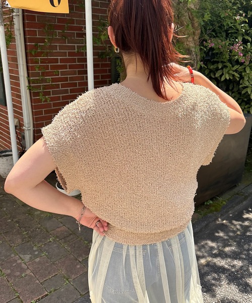 Vネックスラブニットベスト