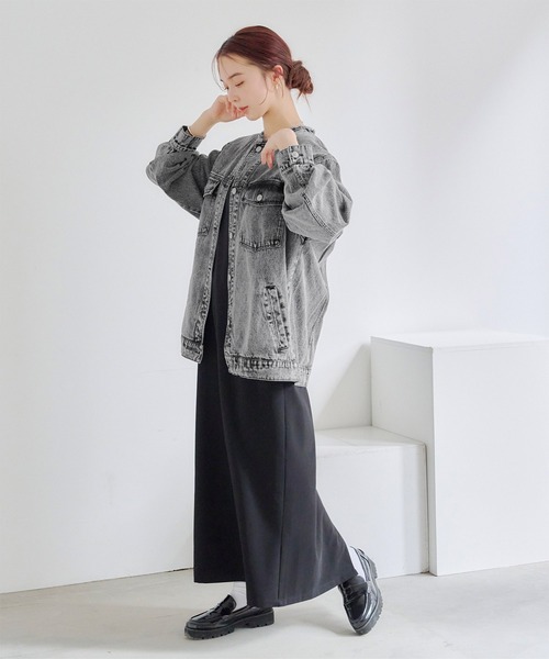titivate（ティティベイト）の「ノーカラービッグデニムジャケット（デニムジャケット・レディース・ブラック/ブルー/オフホワイト・M）」の10枚目の写真