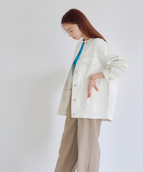 titivate（ティティベイト）の「ノーカラービッグデニムジャケット（デニムジャケット・レディース・ブラック/ブルー/オフホワイト・M）」の9枚目の写真