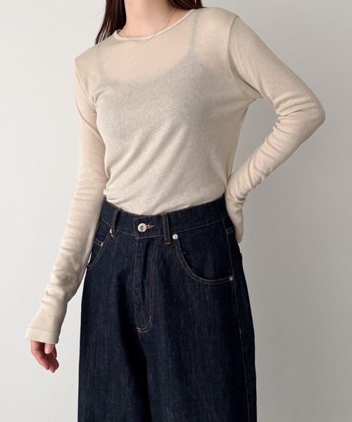 CANAL JEAN（キャナルジーン）の「El mar　テンセルシアーロンT（Tシャツ/カットソー・レディース・ライトグレー/アイボリー/ライトベージュ/ブラック・ONE SIZE）」の4枚目の写真