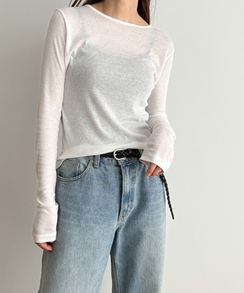 CANAL JEAN（キャナルジーン）の「El mar　テンセルシアーロンT（Tシャツ/カットソー・レディース・ライトグレー/アイボリー/ライトベージュ/ブラック・ONE SIZE）」の2枚目の写真