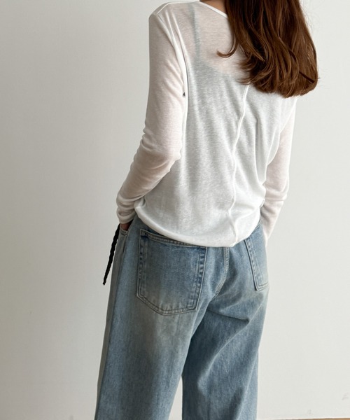 CANAL JEAN（キャナルジーン）の「El mar　テンセルシアーロンT（Tシャツ/カットソー・レディース・ライトグレー/アイボリー/ライトベージュ/ブラック・ONE SIZE）」の7枚目の写真