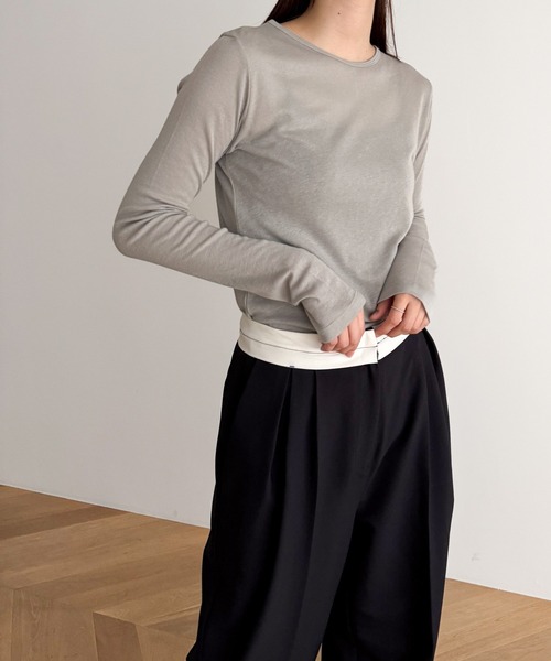 CANAL JEAN（キャナルジーン）の「El mar　テンセルシアーロンT（Tシャツ/カットソー・レディース・ライトグレー/アイボリー/ライトベージュ/ブラック・ONE SIZE）」の12枚目の写真