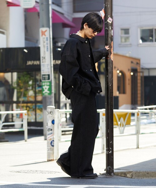 PUBLUX（パブリュクス）の「PUBLUX/パブリュクス ワイドビッグデニムジャケット/デニム/セットアップ対応(限定展開)（デニムジャケット・メンズ・ブルー/チャコールグレー/ブラック・SMALL/MEDIUM/LARGE）」の11枚目の写真