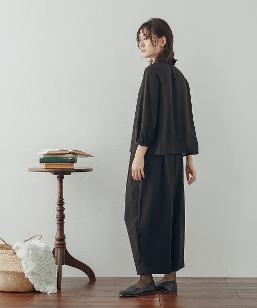 【未使用級】レオナール カンカンブラウス トップス ブラック黒 Lサイズ 喪服・礼服】日本製生地使用 洗える防しわラグランスリーブデザイン