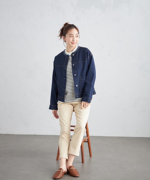 Petit Honfleur（プチオンフルール）の「ノーカラーデニムジャケット（デニムジャケット・レディース・ネイビー/ブルー・9号/11号/13号）」の20枚目の写真